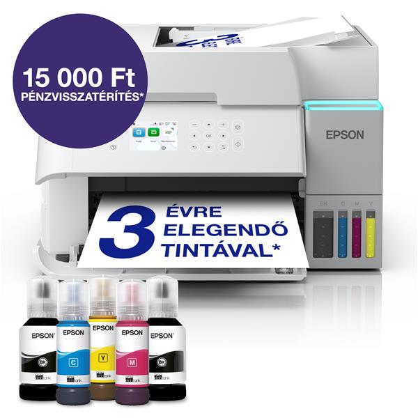 Epson EcoTank L6376 A4, Színes multifunkciós nyomtató DUPLEX, ADF, WIFI/LAN/USB, 15100/5500 oldal tintával