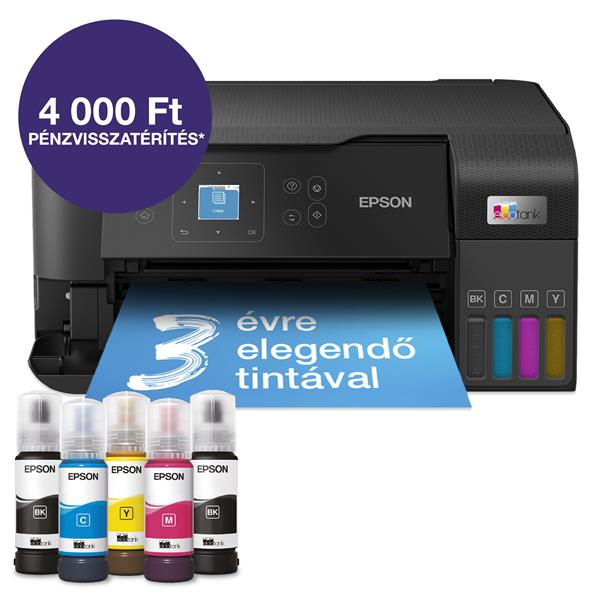 Epson Ecotank L3560 A4, MFP, színes, 4800x1200 DPI, 33 lap/perc, USB/Wifi tintasugaras nyomtató