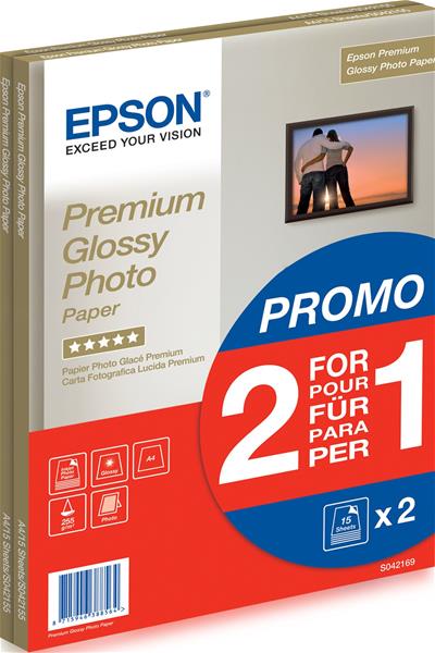 Epson prémium fényes fotópapír  A4 2x15lap 255g C13S042169