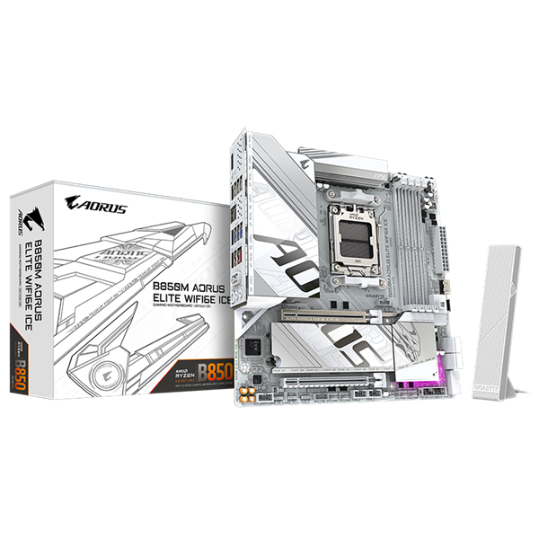 GIGABYTE Alaplap AM5 B850M AORUS ELITE WIFI6E ICE AMD B850, ATX (B850M AORUS ELITE WIFI6E ICE)