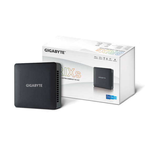 GIGABYTE PC BRIX, Intel Core i7 1355U 5GHz, 2xHDMI, Displayport (Type C), LAN, WIFI, BT, 2.5" HDD hely, 6xUSB (GB-BRI7H-1355)
