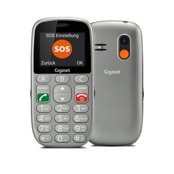 GIGASET GL390 mobiltelefon, idősek számára, Dual SIM, ezüst-szürke (S30853-H1177-R611)