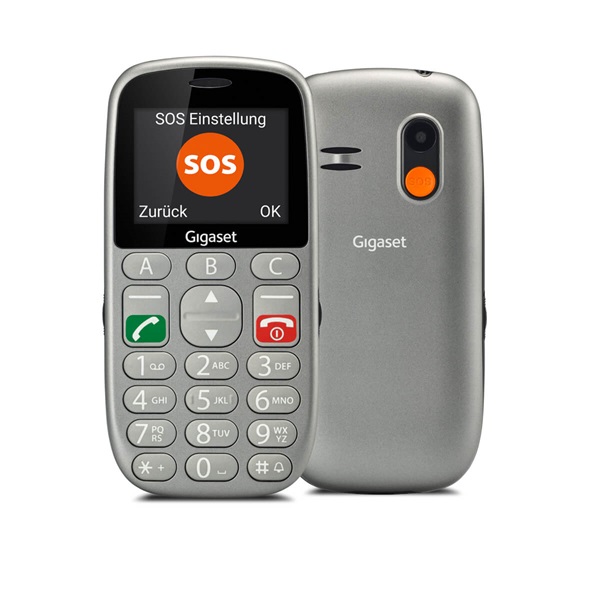 GIGASET GL390 mobiltelefon, idősek számára, Dual SIM, titán-ezüst (S30853-H1177-R601)