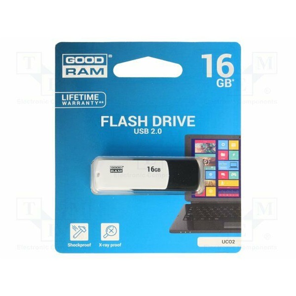 GOODRAM Pendrive 16GB, UCO2 USB 2.0,Fekete-Fehér (UCO2-0160KWR11)