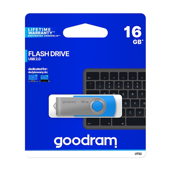 GOODRAM Pendrive 16GB, UTS2 USB 2.0, Kék (UTS2-0160B0R11)