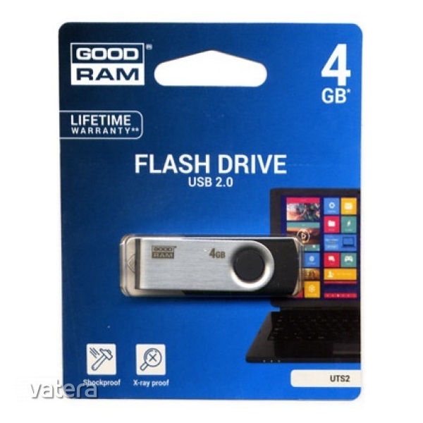 GOODRAM Pendrive 4GB, UTS2 USB 2.0, Fekete (UTS2-0040K0R11)