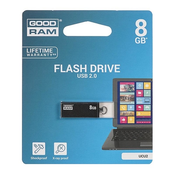 GOODRAM Pendrive 8GB, UCU2 USB 2.0, Fekete (UCU2-0080K0R11)