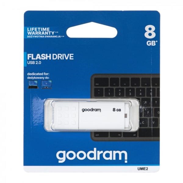 GOODRAM Pendrive 8GB, UME2 USB 2.0, Fehér (UME2-0080W0R11)