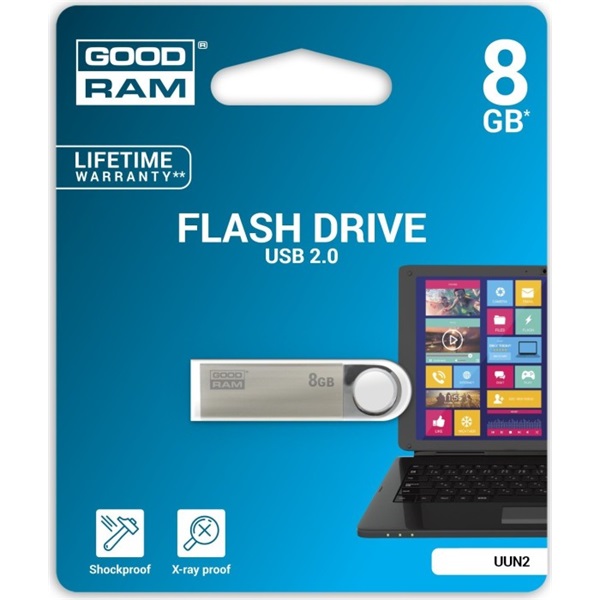 GOODRAM Pendrive 8GB, UUN2 USB 2.0, Szürke (UUN2-0080S0R11)