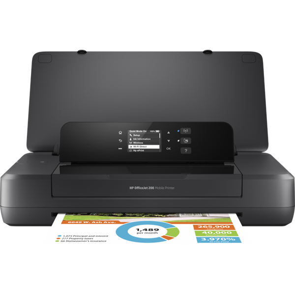 HP Tintasugaras Nyomtató Officejet 200 mobil printer, USB/WIFI, A4, 10lap/perc (FF, ISO), Hordozható, Akku (CZ993A#670)