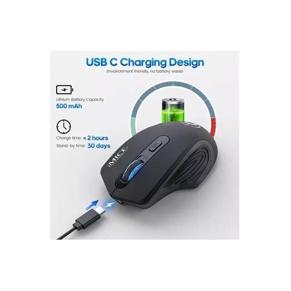 IMICE Vezeték nélküli egér optikai, G-1800RC WH, 1600dpi, USB, Fehér, tölthető akku (IMICE G-1800RC WH)