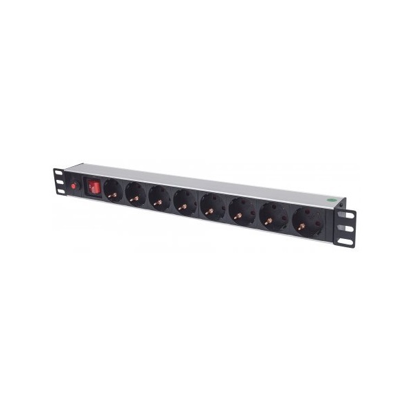 INTELLINET PDU 8x SCHUKO 19" 1U 3m kapcsolós Fekete (713986)