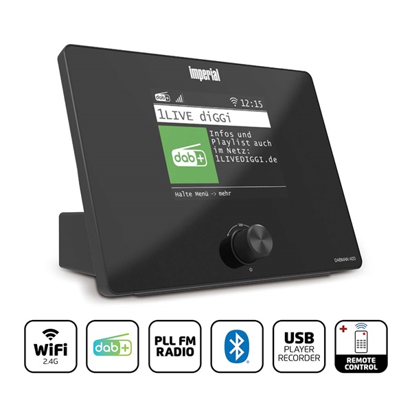 Imperial DABMANI420BK kompakt hibrid rádió (internet, DAB+, FM Hi-Fi tuner) Bluetooth®-szal (DABMANI420BK)