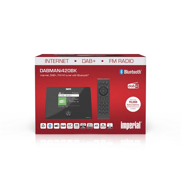 Imperial DABMANI420BK kompakt hibrid rádió (internet, DAB+, FM Hi-Fi tuner) Bluetooth®-szal (DABMANI420BK)