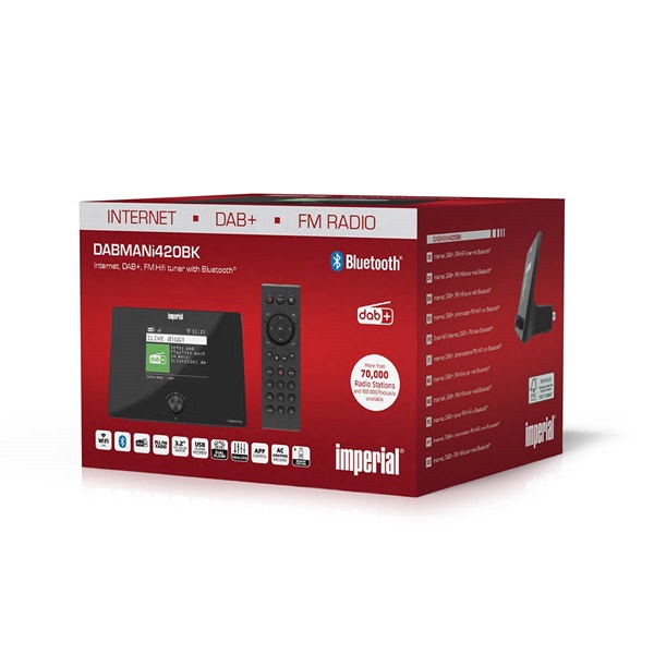 Imperial DABMANI420BK kompakt hibrid rádió (internet, DAB+, FM Hi-Fi tuner) Bluetooth®-szal (DABMANI420BK)