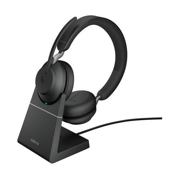 JABRA Fejhallgató - Evolve2 65 MS Teams Stereo Bluetooth Vezeték Nélküli, Mikrofon + Töltő állomás (26599-999-989)