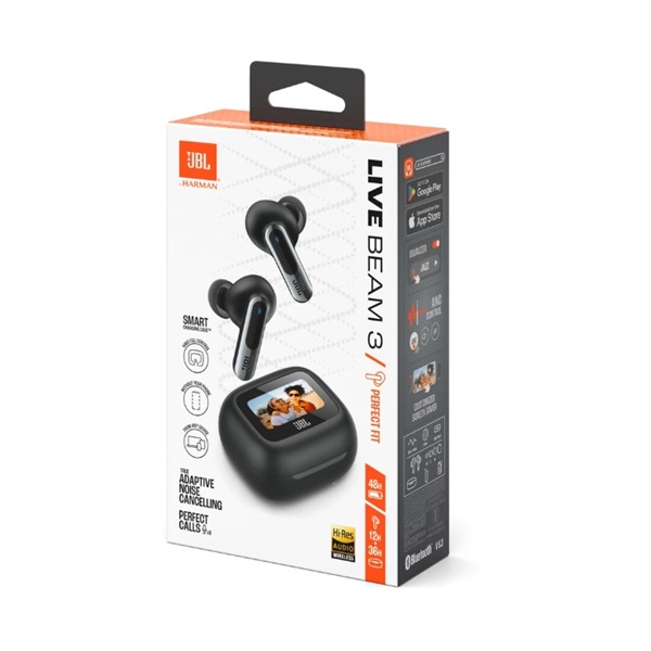 JBL Live Beam 3 (Vezeték nélküli fülhallgató), Fekete (JBLLIVEBEAM3BLK)