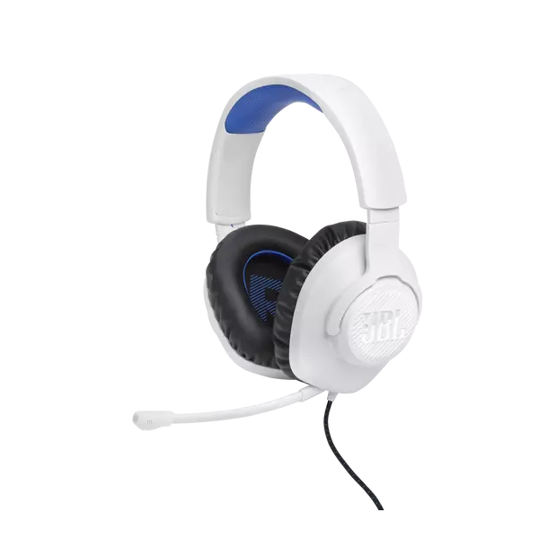 JBL Quantum 100P Console (Vezetékes, gaming fejhallgató levehető mikrofonnal), Fehér/Kék (JBLQ100PWHTBLU)