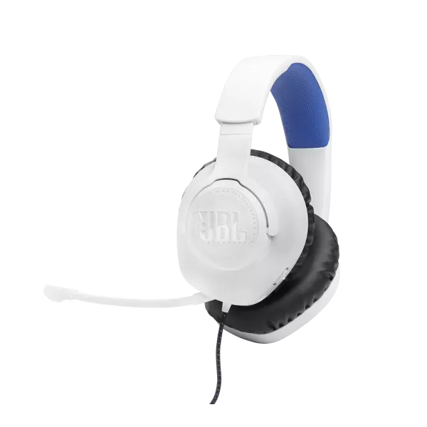JBL Quantum 100P Console (Vezetékes, gaming fejhallgató levehető mikrofonnal), Fehér/Kék (JBLQ100PWHTBLU)