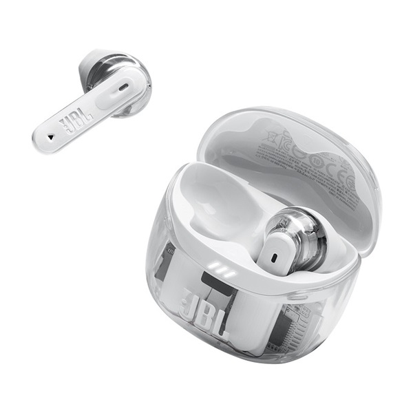 JBL TUNE FLEX 2 GHOST EDITION Bluetooth fülhallgató, tölthető 2 óra, IP45, adaptív zajcsökkentés,  térhatás, fehér (JBLTFLEX2GWHT )