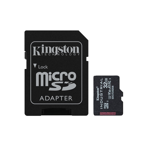 KINGSTON Memóriakártya MicroSDHC 32GB Industrial C10 A1 pSLC + Adapter (SDCIT2/32GB)