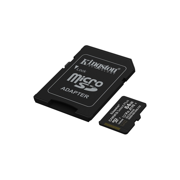 KINGSTON Memóriakártya MicroSDXC 64GB Canvas Select Plus Gen3 100R A1 + Adaprer (SDCS3/64GB)
