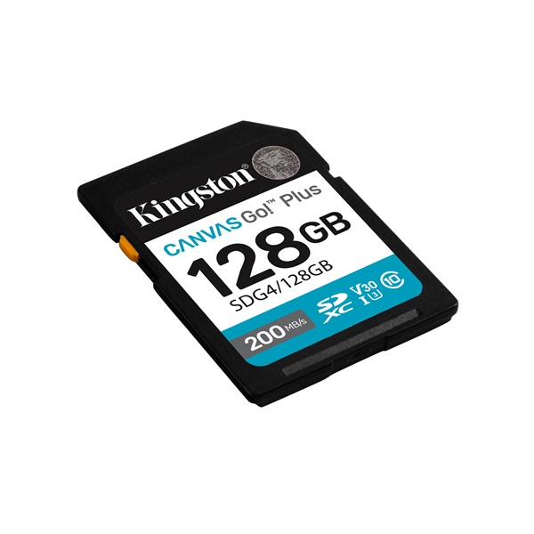 KINGSTON Memóriakártya SDXC 128GB Canvas Go Plus Gen4 200R C10 UHS-I U3 V30 (SDG4/128GB)