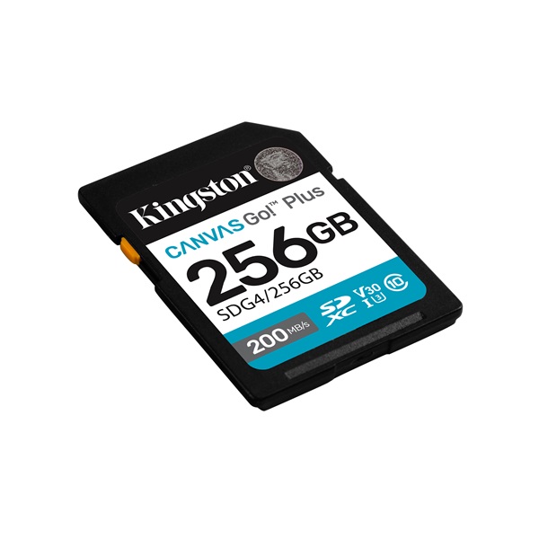 KINGSTON Memóriakártya SDXC 256GB Canvas Go Plus Gen4 200R C10 UHS-I U3 V30 (SDG4/256GB)
