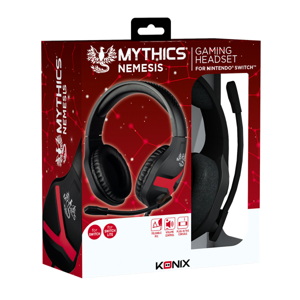 KONIX - MYTHICS Nintendo Switch Fejhallgató Nemesis Vezetékes Gaming Stereo Mikrofon, Fekete (KX-GH-NMS-NS)