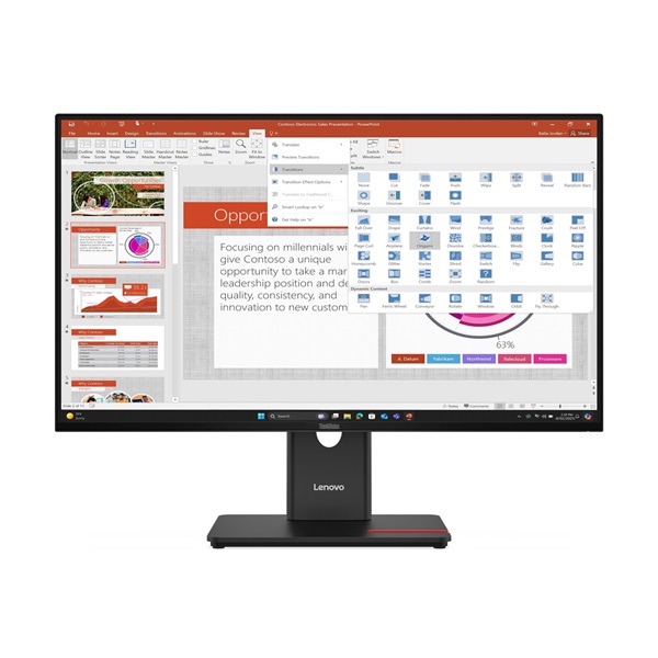 LENOVO Monitor - ThinkVision T27-40; 27,0" FHD 1920x1080 IPS, 16:9, 1500:1, 300cd/m2, 4ms, USB A-B-C, HDMI, DP, VGA (64A5MAT6EU)