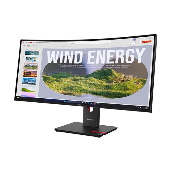 LENOVO Monitor - ThinkVision T34WD-40, 34" WQHD 3440x1440 VA, 21:9, 3000:1, 300cd/m2, 4ms, USB A-C, DP, HDMI, RJ45 (64AEGAT1EU)