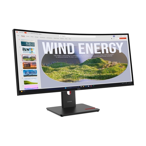 LENOVO Monitor - ThinkVision T34WD-40, 34" WQHD 3440x1440 VA, 21:9, 3000:1, 300cd/m2, 4ms, USB A-C, DP, HDMI, RJ45 (64AEGAT1EU)