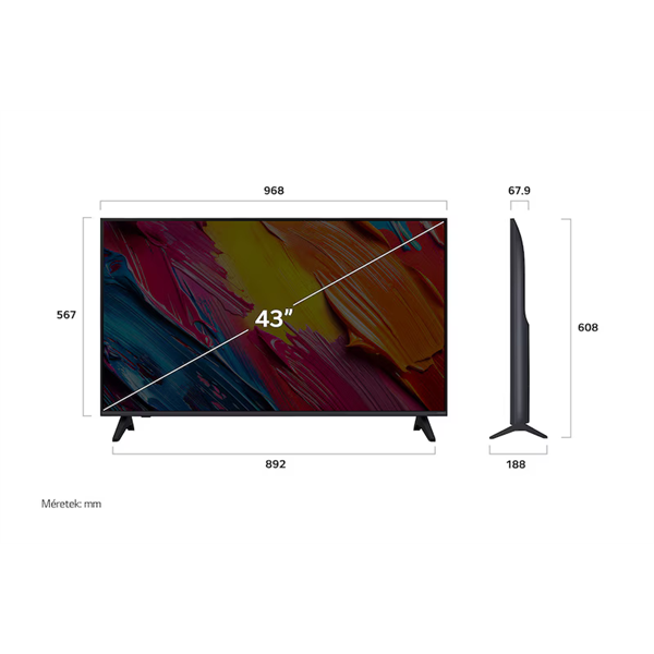 LG 43QNED70A6A 43"/108cm, 4K AI Smart Ultra HD TV, 3840x2160, 3xHDMI/USB/LAN/WIFI/HDR (43QNED70A6A.AEU)