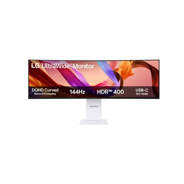 LG ívelt 144Hz monitor 49" 49U950A-W, 5120x1440, 32:9, 400cd/m2, 5ms, HDMIx2/Displayport/USBx2/USB-C (90W) (49U950A-W.AEU)