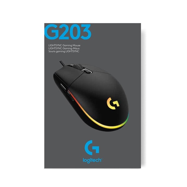 LOGITECH Egér - G203 Lightsync RGB Vezetékes Gaming, Fekete (910-005796)