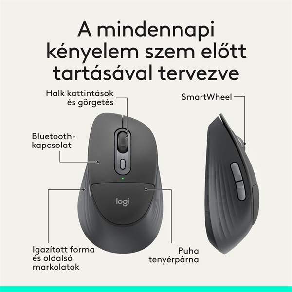 LOGITECH Egér - M850 Signature Vezeték Nélküli Optikai (Large), Grafitszürke (910-007715)
