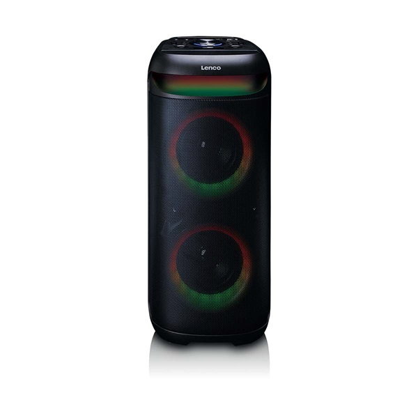 Lenco PA-210BK Bluetooth 5.3 bulihangszóró beépített világítással , TWS, 100W erősítővel, 2x mikrofon bemenet (PA-210BK)