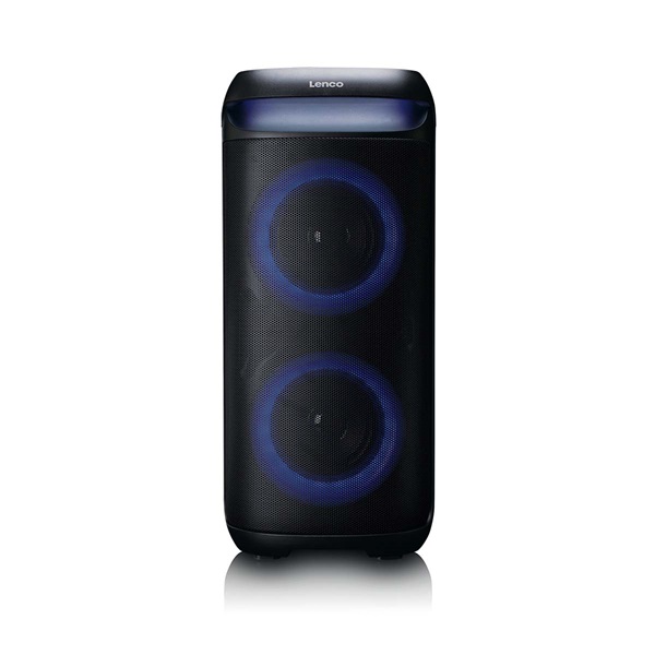 Lenco PA-210BK Bluetooth 5.3 bulihangszóró beépített világítással , TWS, 100W erősítővel, 2x mikrofon bemenet (PA-210BK)