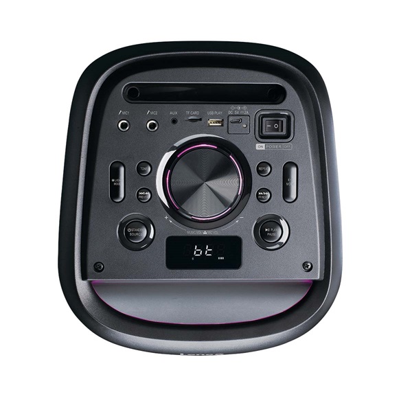 Lenco PA-210BK Bluetooth 5.3 bulihangszóró beépített világítással , TWS, 100W erősítővel, 2x mikrofon bemenet (PA-210BK)