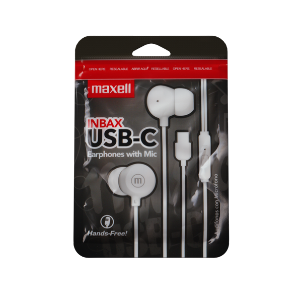 MAXELL Fülhallgató, IN-BAX, fehér, USB-C (348595)