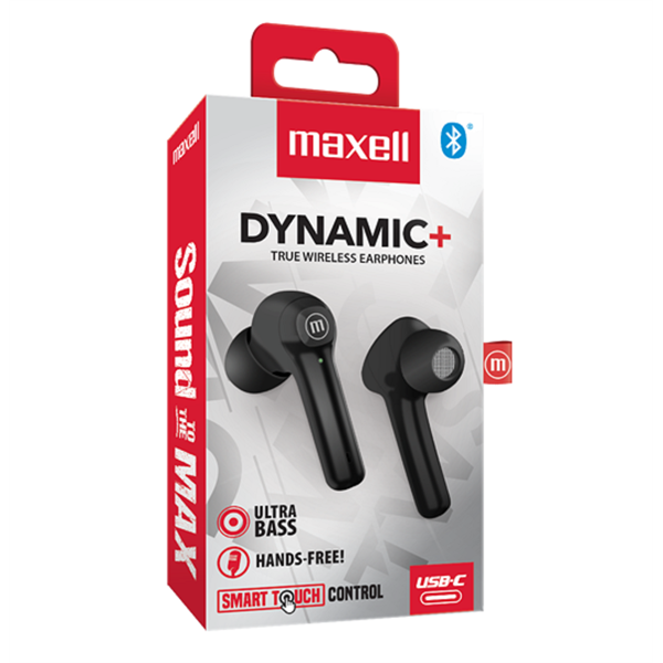 MAXELL vezeték nélküli fülhallgató, DYNAMIC+ earbuds, TWS, bluetooth 5.3, fekete (348569)