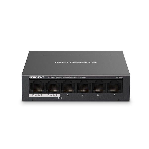 MERCUSYS Switch 6x100Mbps(4xPOE+), Fémházas Asztali, MS106LP (MS106LP)