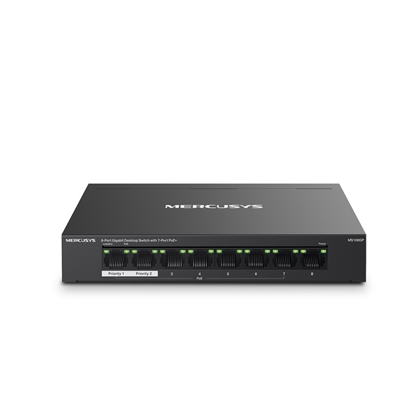 MERCUSYS Switch 8x1000Mbps(7xPOE+), Fémházas Asztali, MS108GP (MS108GP)
