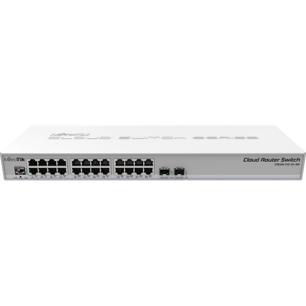 MIKROTIK Cloud Router Switch 24x1000Mbps + 2x10Gbit SFP+, Menedzselhető, Rackes - CRS326-24G-2S+RM (CRS326-24G-2S+RM)