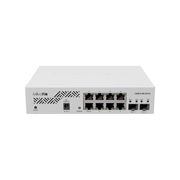 MIKROTIK Switch 8x1000Mbps + 2x10000Mbps SFP+, Rackes, CSS610-8G-2S+IN (CSS610-8G-2S+IN)