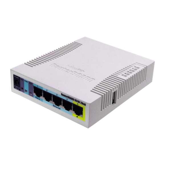 MIKROTIK Wireless Router hAP 5x100Mbps, Wi-Fi 4, Asztali, RB951UI-2ND (RB951UI-2ND)