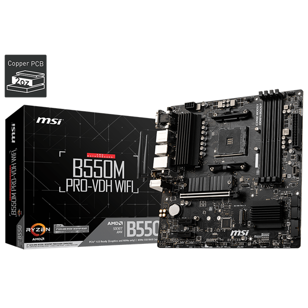 MSI Alaplap AM4 B550M PRO-VDH WIFI AMD B550M, mATX (B550M PRO-VDH WIFI)
