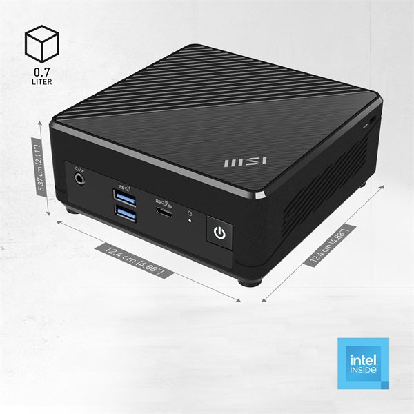 MSI Business DT Cubi N ADL S-225BEU, Intel N100, Intel HD Graphics, M.2 NVME, 4xUSB, USB-C, HDMI, DP, 2xRJ45, Black (CUBI N ADL S-225BEU-BN100XX)