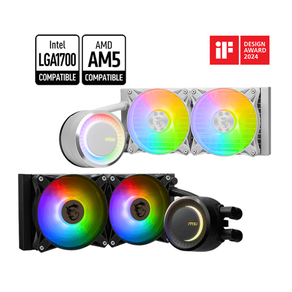 MSI CPU hűtő Coreliquid E240 2xARGB (vízhűtés), Univerzális (MAG CORELIQUID E240)