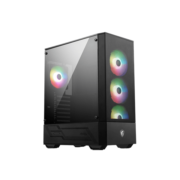 MSI Ház Midi ATX FORGE 112R, 4xARGB ventilátor, Tápegység nélkül, üvegfalú, fekete (MAG FORGE 112R)